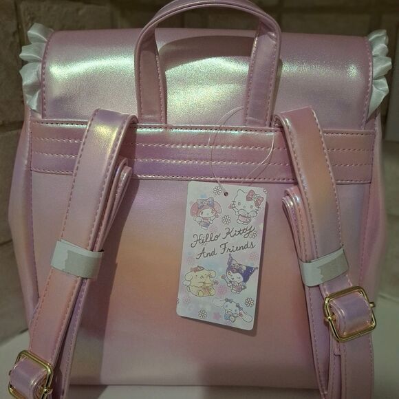 Her Universe Hello Kitty Pink Pearlescent White Ruffle Trim Mini Backpack NWT main image 9